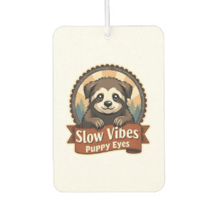 Vintage Sloth Dog Shirt Slow Vibes Puppy Eyes 2 Car Air Freshener
