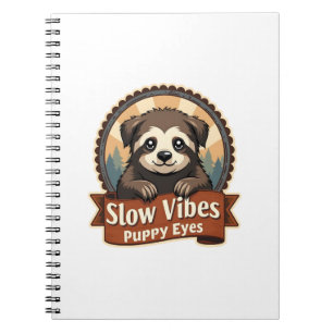 Vintage Sloth Dog Shirt Slow Vibes Puppy Eyes 2 Notebook