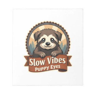 Vintage Sloth Dog Shirt Slow Vibes Puppy Eyes 2 Notepad