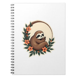 Vintage Sloth Floral Botanical Retro Animal Art 2 Notebook