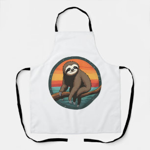 Vintage Sloth Graphic Retro Jungle Animal Art 2 Apron