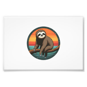 Vintage Sloth Graphic Retro Jungle Animal Art 2 Photo Print