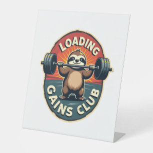 Vintage Sloth Gym Humor Installing Muscles Shirt 2 Pedestal Sign