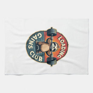 Vintage Sloth Gym Humor Installing Muscles Shirt 2 Tea Towel