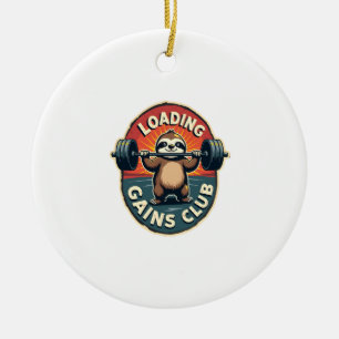 Vintage Sloth Gym Humour Installing Muscles Shirt  Ceramic Tree Decoration