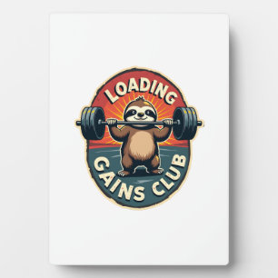 Vintage Sloth Gym Humour Installing Muscles Shirt  Plaque