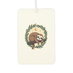 Vintage Sloth Heart Botanical Woodland Design 2 Car Air Freshener