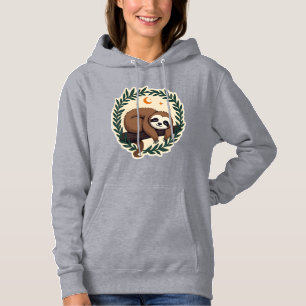 Vintage Sloth Heart Botanical Woodland Design 2 Hoodie