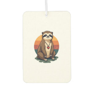 Vintage Sloth Heart Cute Retro Animal Illustration Car Air Freshener