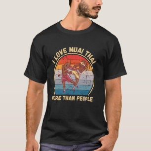 Vintage Sloth I Love Muay Thai More Than People T-Shirt