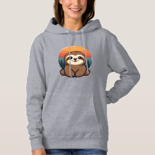 Vintage Sloth Illustration Cute Retro Animal Art 2 Hoodie