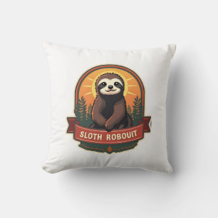 Vintage Sloth Illustration Retro Nature Art 2 Cushion