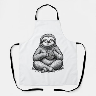 Vintage Sloth Knitting Engraving Shirt Design_1 Apron