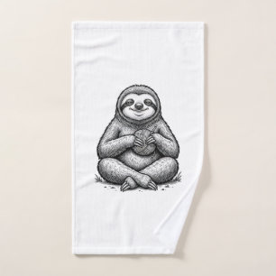 Vintage Sloth Knitting Engraving Shirt Design_1 Hand Towel