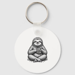 Vintage Sloth Knitting Engraving Shirt Design_1 Key Ring