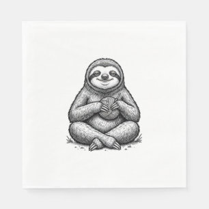 Vintage Sloth Knitting Engraving Shirt Design_1 Napkin