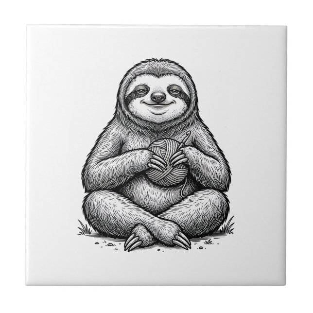 Vintage Sloth Knitting Engraving Shirt Design_1 Tile (Front)