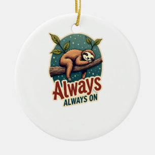 Vintage Sloth Lazy Quote Funny Energy Efficient De Ceramic Tree Decoration