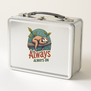 Vintage Sloth Lazy Quote Funny Energy Efficient De Metal Lunch Box