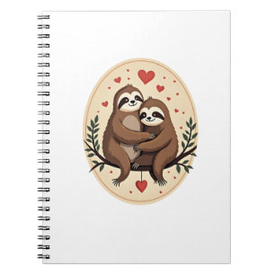 Vintage Sloth Love Retro Valentine Shirt 2 Notebook