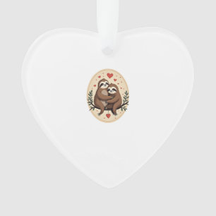 Vintage Sloth Love Retro Valentine Shirt 2 Ornament