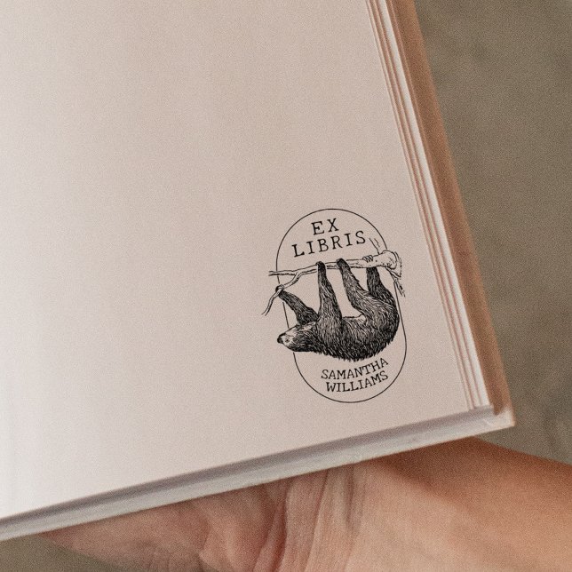 Vintage Sloth, Modern Ex Libris Book  Rubber Stamp (Creator Uploaded)