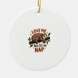 Vintage Sloth Quote Cute Sleepy Animal Design 2 Ceramic Tree Decoration