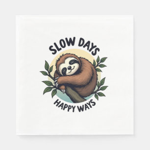 Vintage Sloth Quote Relaxed Nature Graphic 2 Napkin