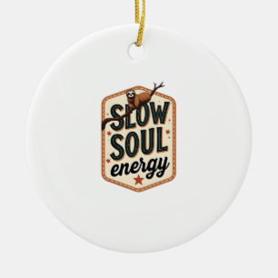 Vintage Sloth Quote Shirt Calm Mood Graphic 2 Ceramic Tree Decoration