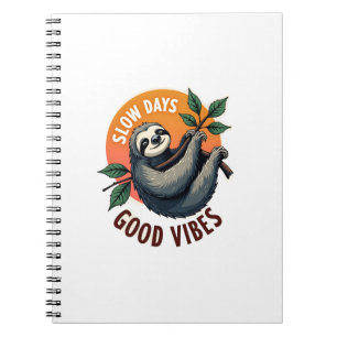Vintage Sloth Quote Take Life Slow Retro Art 2 Notebook