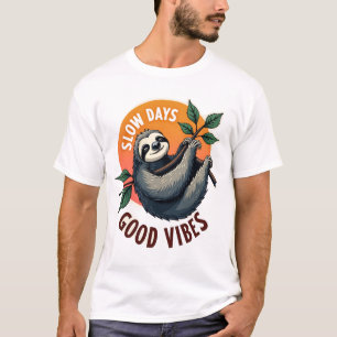 Vintage Sloth Quote Take Life Slow Retro Art 2 T-Shirt
