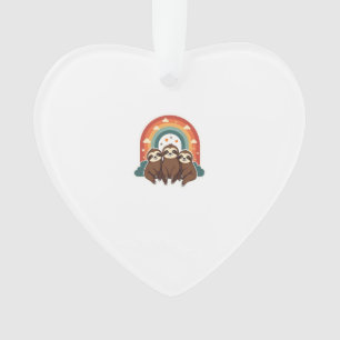 Vintage Sloth Rainbow Retro Cute Animal Art 2 Ornament