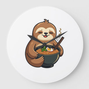 Vintage Sloth Ramen Noodle Lover Art 2 Large Clock