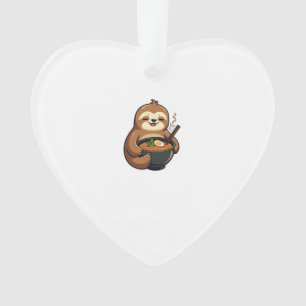 Vintage Sloth Ramen Noodle Lover Art 2 Ornament