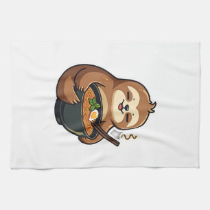 Vintage Sloth Ramen Noodle Lover Art 2 Tea Towel