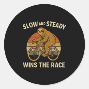 Vintage Sloth Riding Bike Funny Retro Cycling Classic Round Sticker