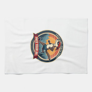 Vintage Sloth Runner Funny Race Day Graphic 2 Tea Towel