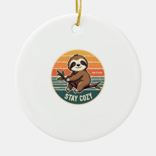 Vintage Sloth Shirt Take It Slow Stay Cozy 2 Ceramic Tree Decoration