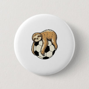 Vintage Sloth Soccer Ball Cute Animal Shirt Design 6 Cm Round Badge