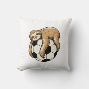 Vintage Sloth Soccer Ball Cute Animal Shirt Design Cushion