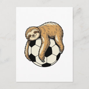 Vintage Sloth Soccer Ball Cute Animal Shirt Design Postcard