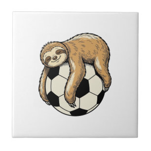Vintage Sloth Soccer Ball Cute Animal Shirt Design Tile