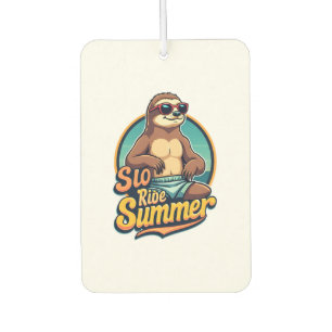Vintage Sloth Summer Retro Beach Vibes Design 2 Car Air Freshener