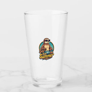 Vintage Sloth Summer Retro Beach Vibes Design 2 Glass