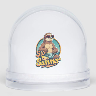 Vintage Sloth Summer Retro Beach Vibes Design 2 Snowglobe