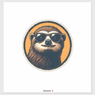 Vintage Sloth Sunglasses Retro Badge Art 2