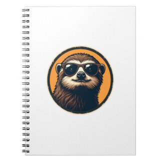 Vintage Sloth Sunglasses Retro Badge Art 2 Notebook