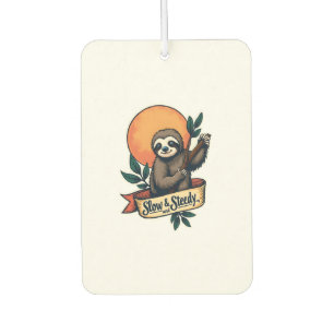 Vintage Sloth T-Shirt Slow and Steady Humor Design Car Air Freshener