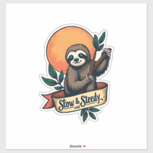 Vintage Sloth T-Shirt Slow and Steady Humour Desig
