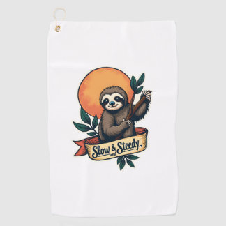 Vintage Sloth T-Shirt Slow and Steady Humour Desig Golf Towel